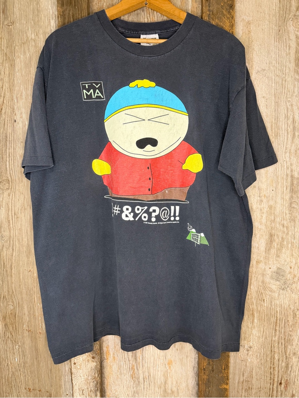 VTG 90s South Park Eric Cartman Comedy Central Single Stitch T-Shirt Navy XL